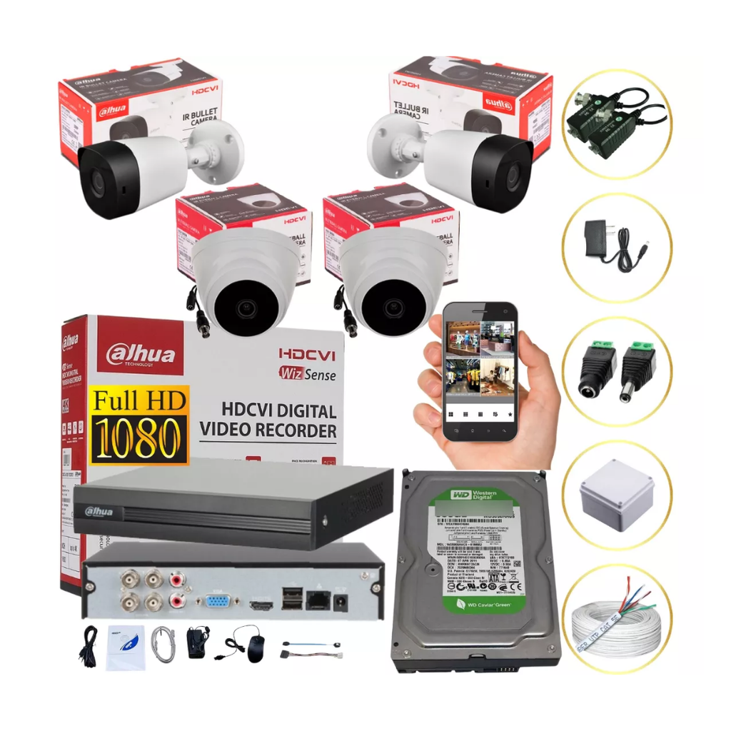 Cámaras De Seguridad Kit Cctv 1080p Dahua Dvr 4ch + 4 cámaras – Dahua nuevo y original